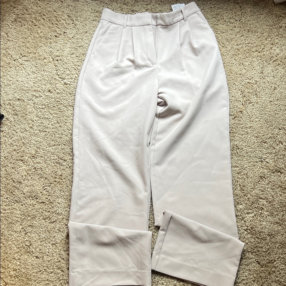 Abercrombie Sloan High-Rise Wide-Leg Women's Pants in Light Beige- Long inseam